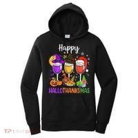 Halloween Thanksgiving Christmas Happy Hallothanksmas Wine Women's Hoodie thumb 0