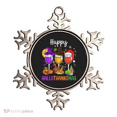 Halloween Thanksgiving Christmas Happy Hallothanksmas Wine Ornament