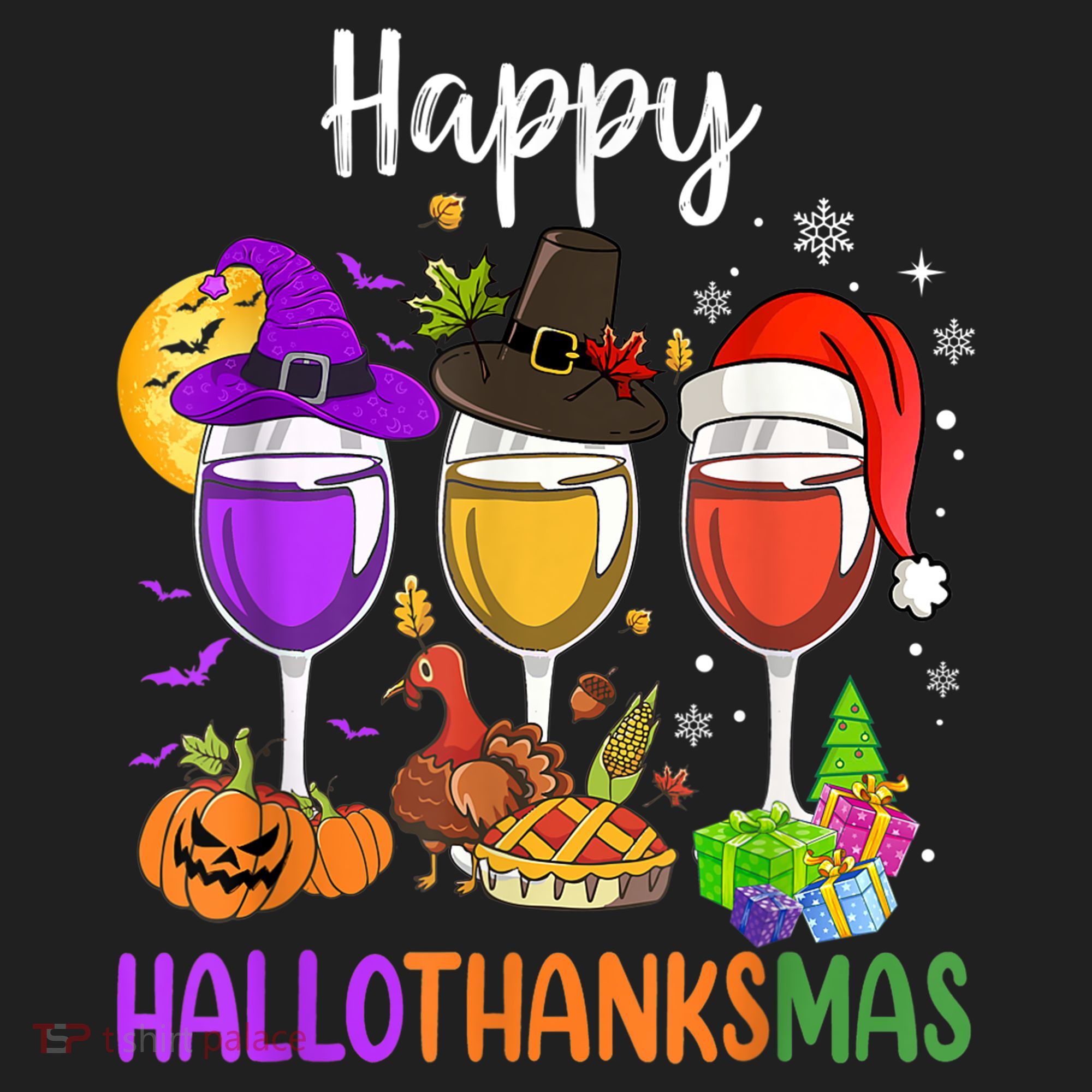 Halloween Thanksgiving Christmas Happy Hallothanksmas Wine Hat