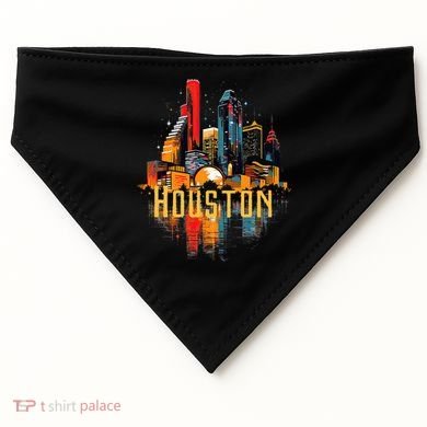 Houston Texas City Downtown Skyline Texas Hou USA-Made Doggie Bandana