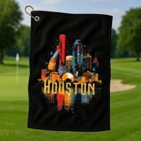 Houston Texas City Downtown Skyline Texas Hou Golf Towel thumb 1