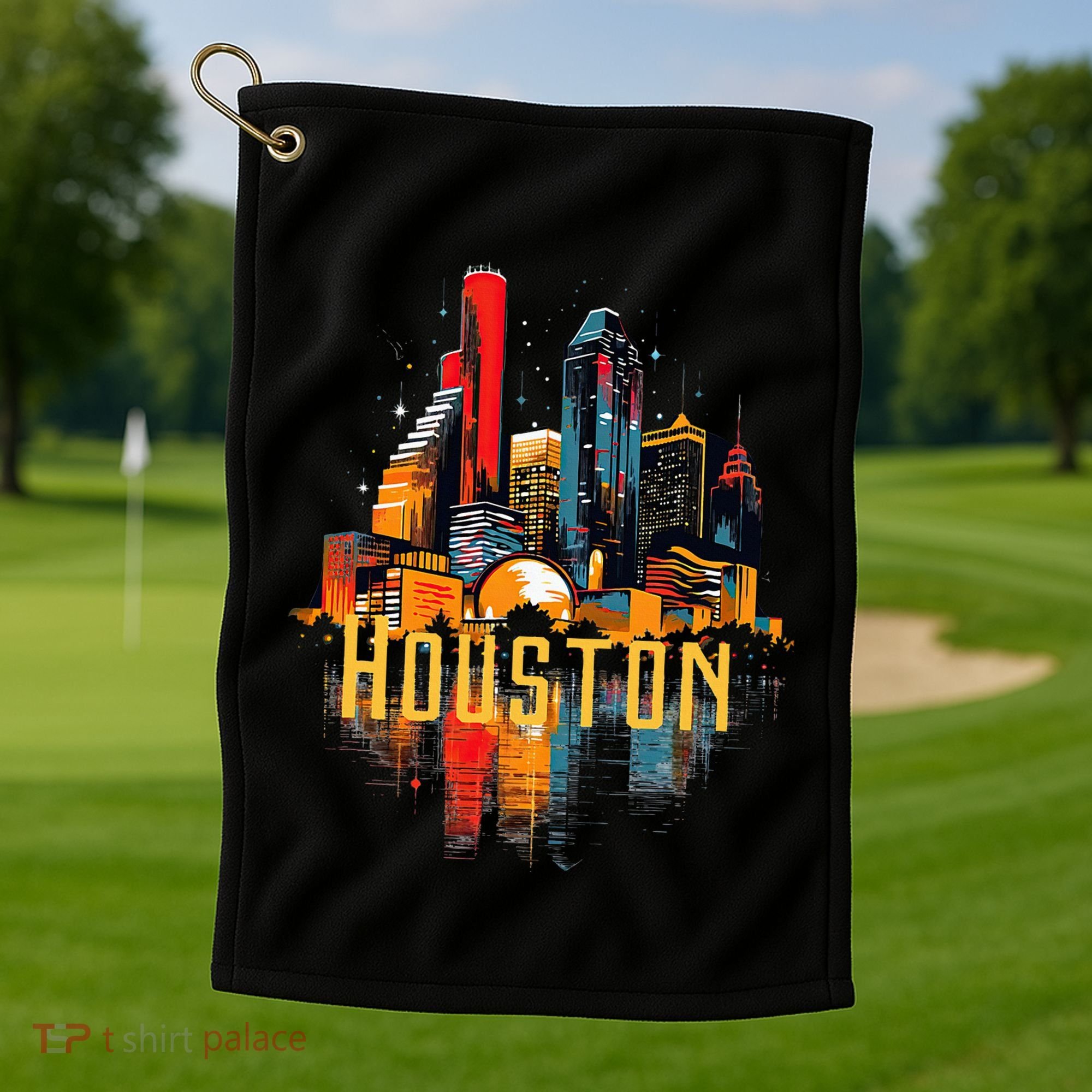 Houston Texas City Downtown Skyline Texas Hou Golf Towel