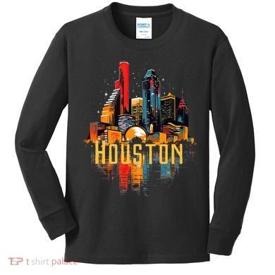 Houston Texas City Downtown Skyline Texas Hou Kids Long Sleeve Shirt