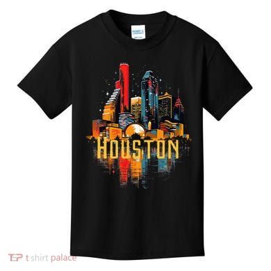 Houston Texas City Downtown Skyline Texas Hou Kids T-Shirt