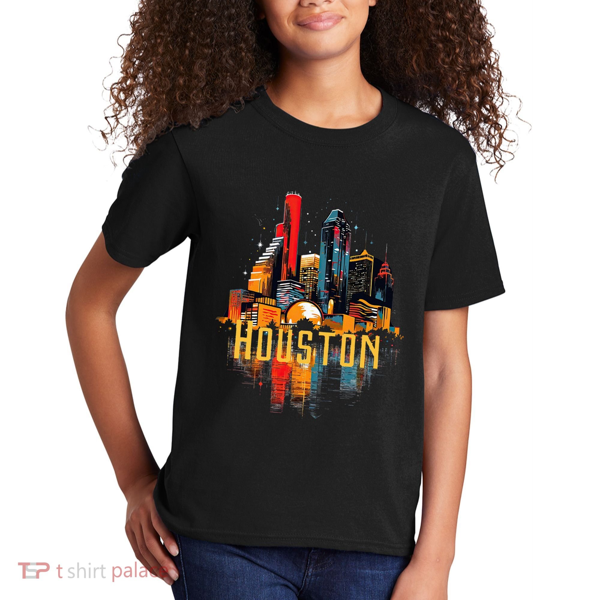 Houston Texas City Downtown Skyline Texas Hou Kids T-Shirt