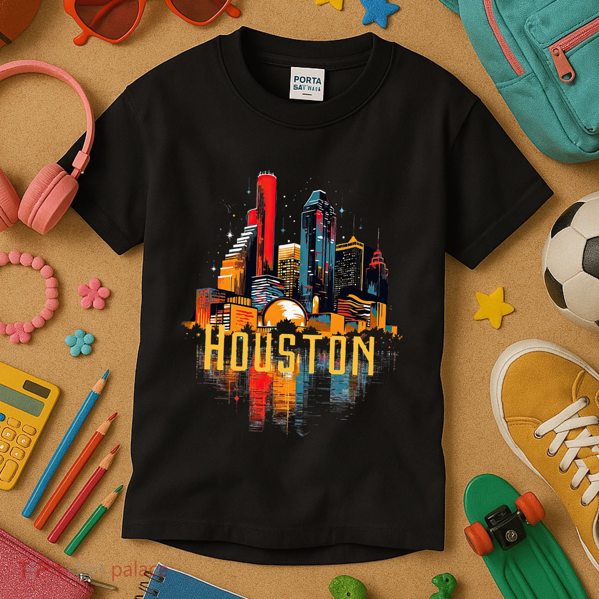 Houston Texas City Downtown Skyline Texas Hou Kids T-Shirt