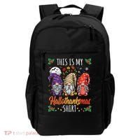 Halloween Thanksgiving Christmas Funny Hallothanksmas Gnomes Backpack thumb 0