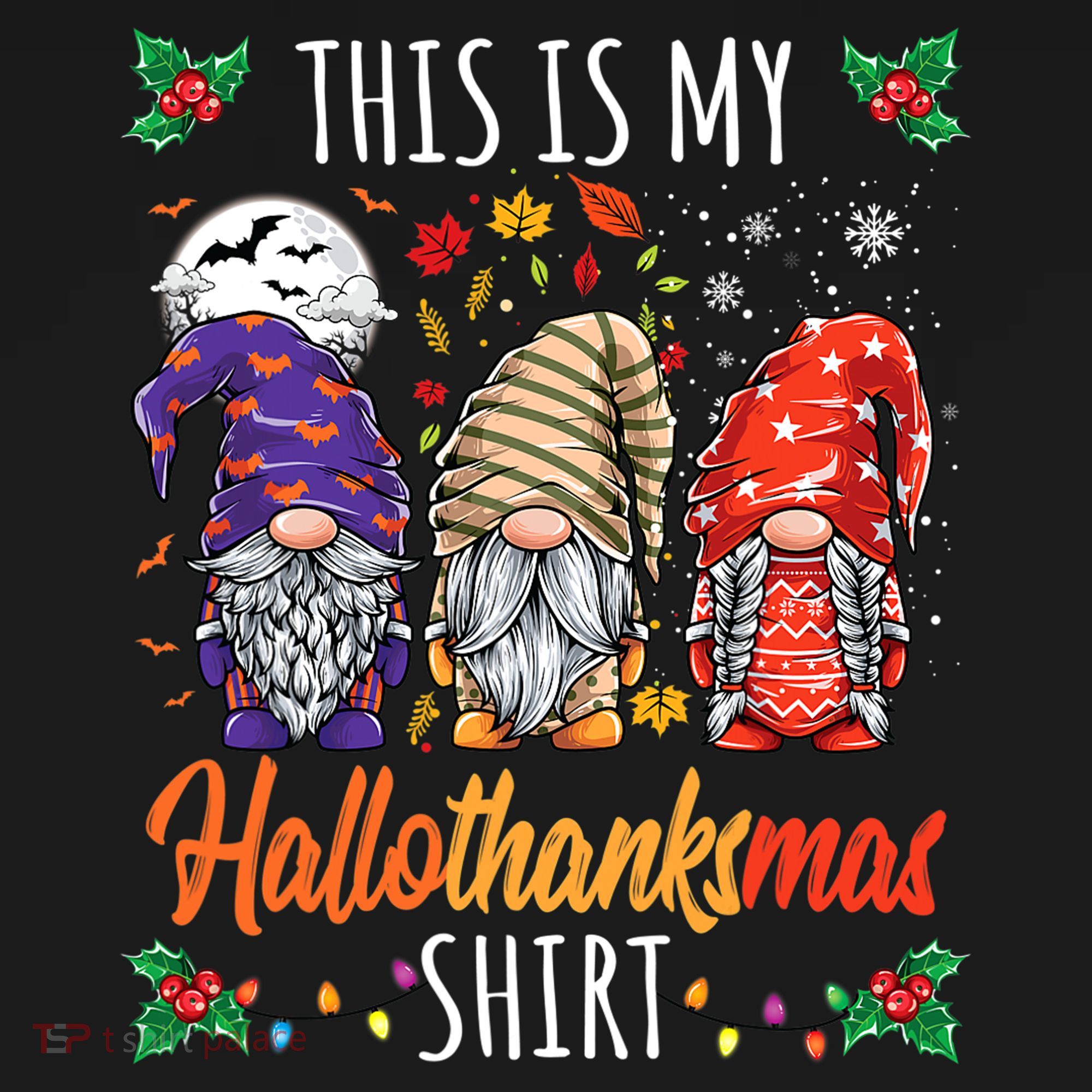 Halloween Thanksgiving Christmas Funny Hallothanksmas Gnomes Backpack