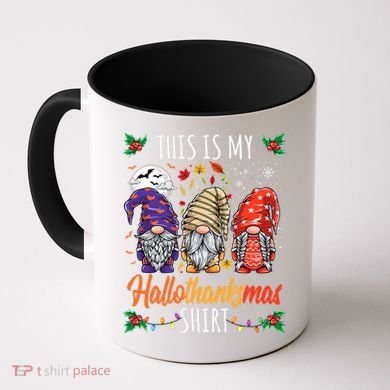 Halloween Thanksgiving Christmas Funny Hallothanksmas Gnomes Coffee Mug