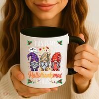 Halloween Thanksgiving Christmas Funny Hallothanksmas Gnomes Coffee Mug thumb 3