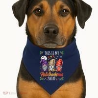 Halloween Thanksgiving Christmas Funny Hallothanksmas Gnomes USA-Made Doggie Bandana thumb 1