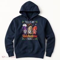 Halloween Thanksgiving Christmas Funny Hallothanksmas Gnomes Hoodie thumb 0