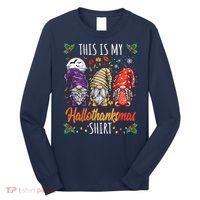 Halloween Thanksgiving Christmas Funny Hallothanksmas Gnomes Long Sleeve Shirt thumb 0