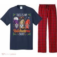 Halloween Thanksgiving Christmas Funny Hallothanksmas Gnomes Pajama Set thumb 0
