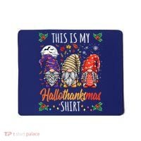 Halloween Thanksgiving Christmas Funny Hallothanksmas Gnomes Mousepad thumb 0