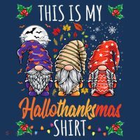 Halloween Thanksgiving Christmas Funny Hallothanksmas Gnomes Mousepad thumb 1