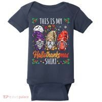 Halloween Thanksgiving Christmas Funny Hallothanksmas Gnomes Baby Bodysuit thumb 0