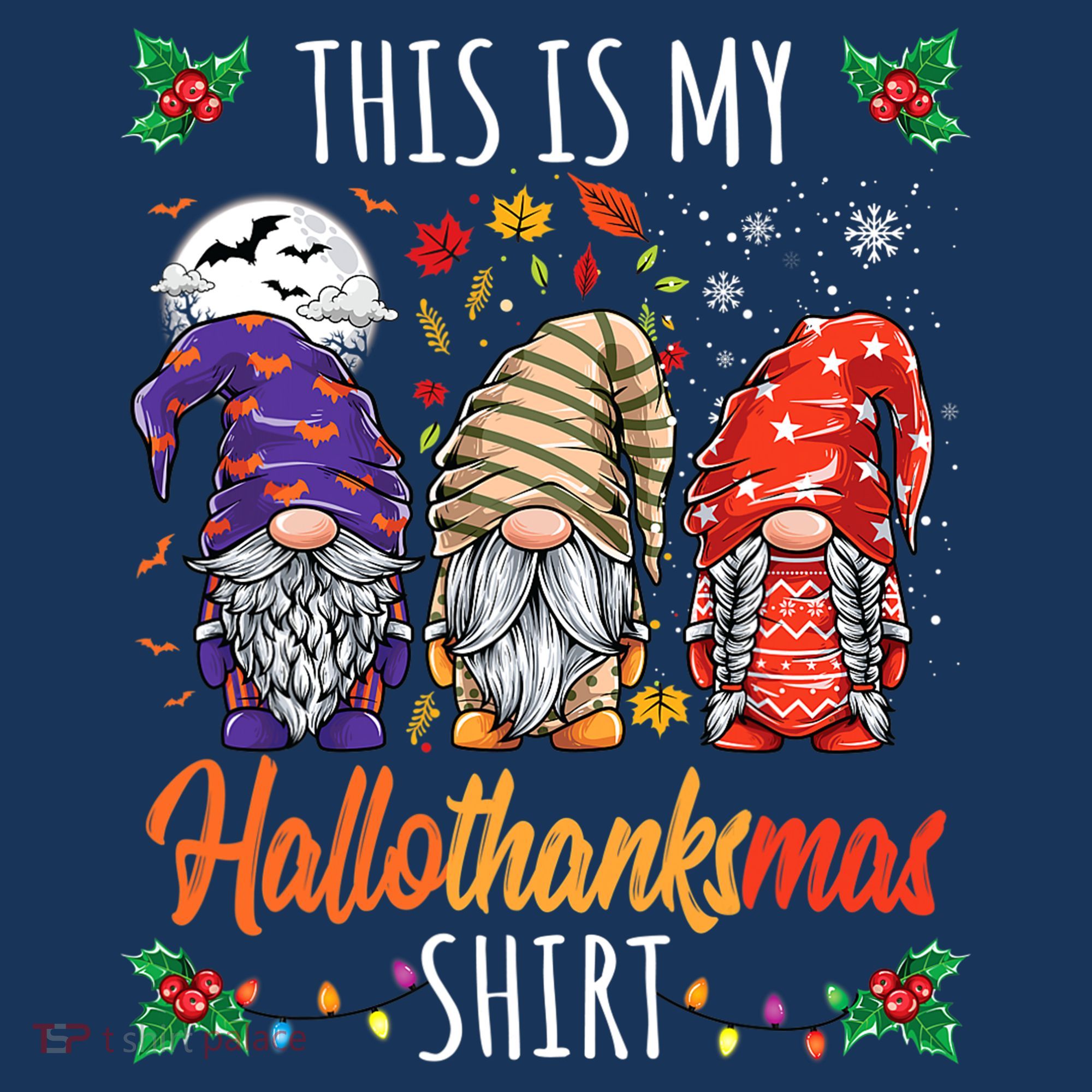 Halloween Thanksgiving Christmas Funny Hallothanksmas Gnomes Tank Top