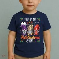 Halloween Thanksgiving Christmas Funny Hallothanksmas Gnomes Toddler T-Shirt thumb 2
