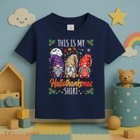 Halloween Thanksgiving Christmas Funny Hallothanksmas Gnomes Toddler T-Shirt thumb 3