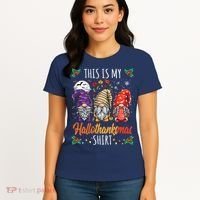 Halloween Thanksgiving Christmas Funny Hallothanksmas Gnomes Women's T-Shirt thumb 4
