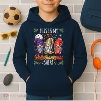 Halloween Thanksgiving Christmas Funny Hallothanksmas Gnomes Kids Hoodie thumb 2