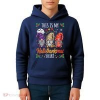 Halloween Thanksgiving Christmas Funny Hallothanksmas Gnomes Kids Hoodie thumb 4