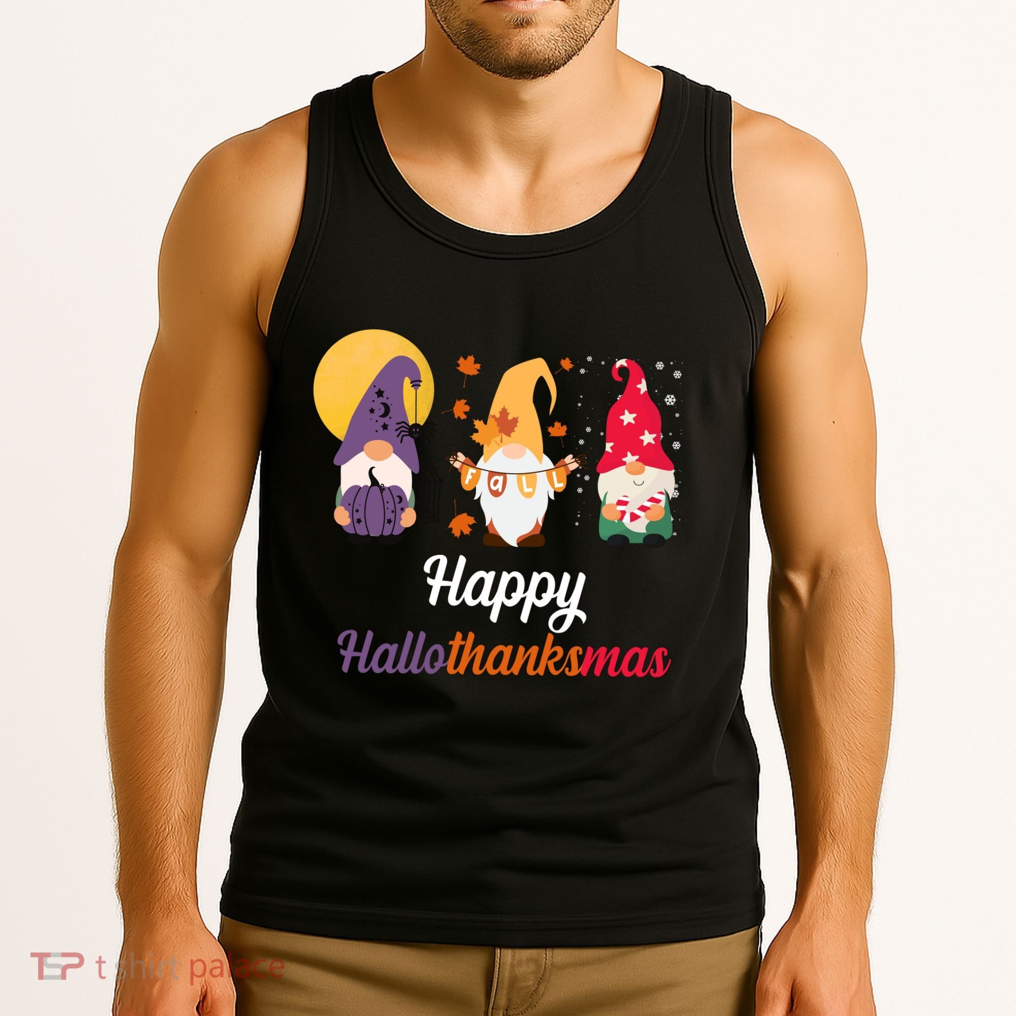 Halloween Thanksgiving Christmas Holiday Gnomes Tank Top