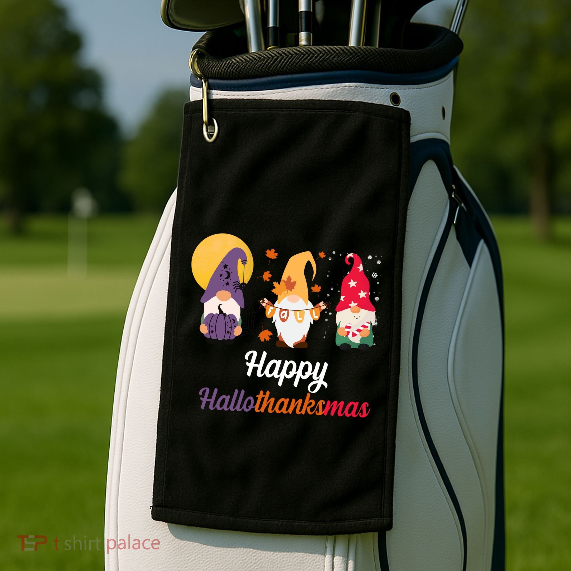 Halloween Thanksgiving Christmas Holiday Gnomes Golf Towel
