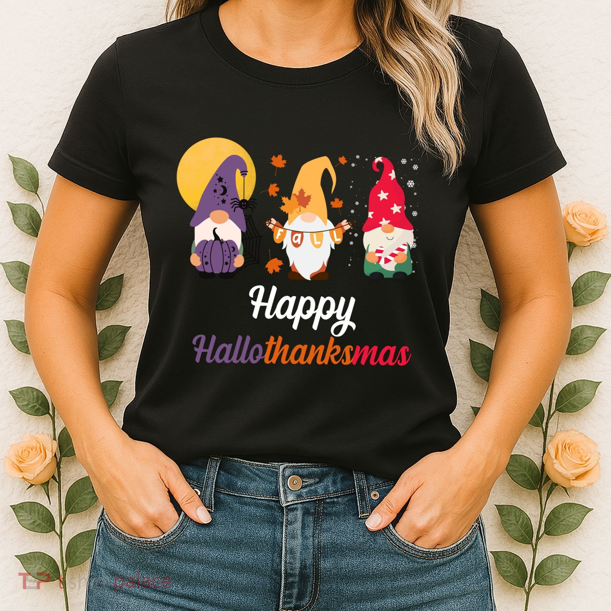 Halloween Thanksgiving Christmas Holiday Gnomes Women's T-Shirt