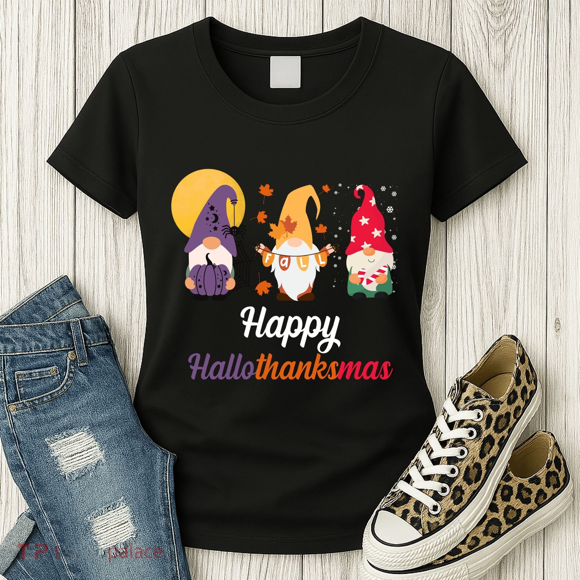 Halloween Thanksgiving Christmas Holiday Gnomes Women's T-Shirt