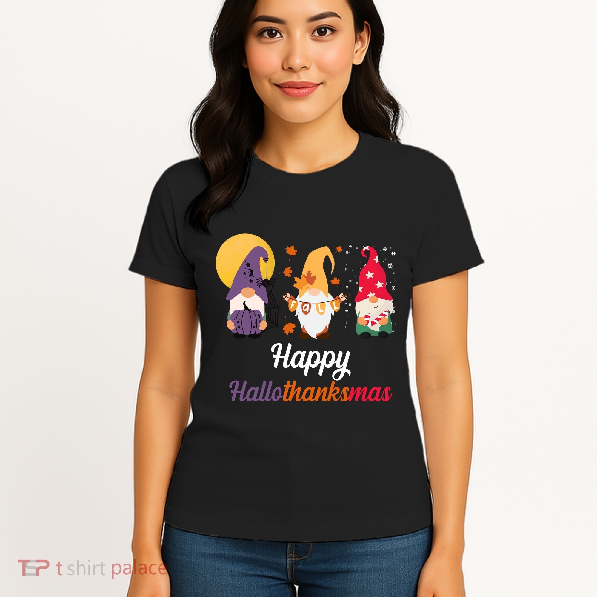 Halloween Thanksgiving Christmas Holiday Gnomes Women's T-Shirt