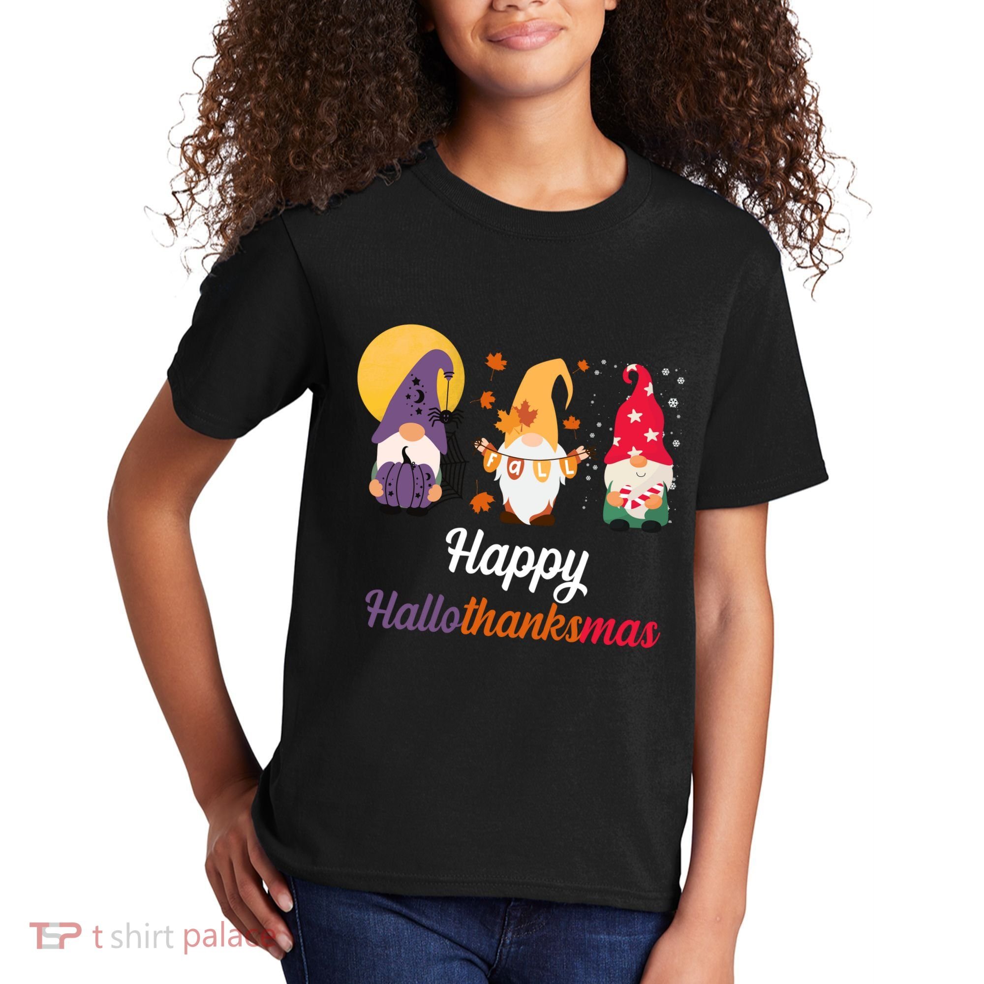 Halloween Thanksgiving Christmas Holiday Gnomes Kids T-Shirt