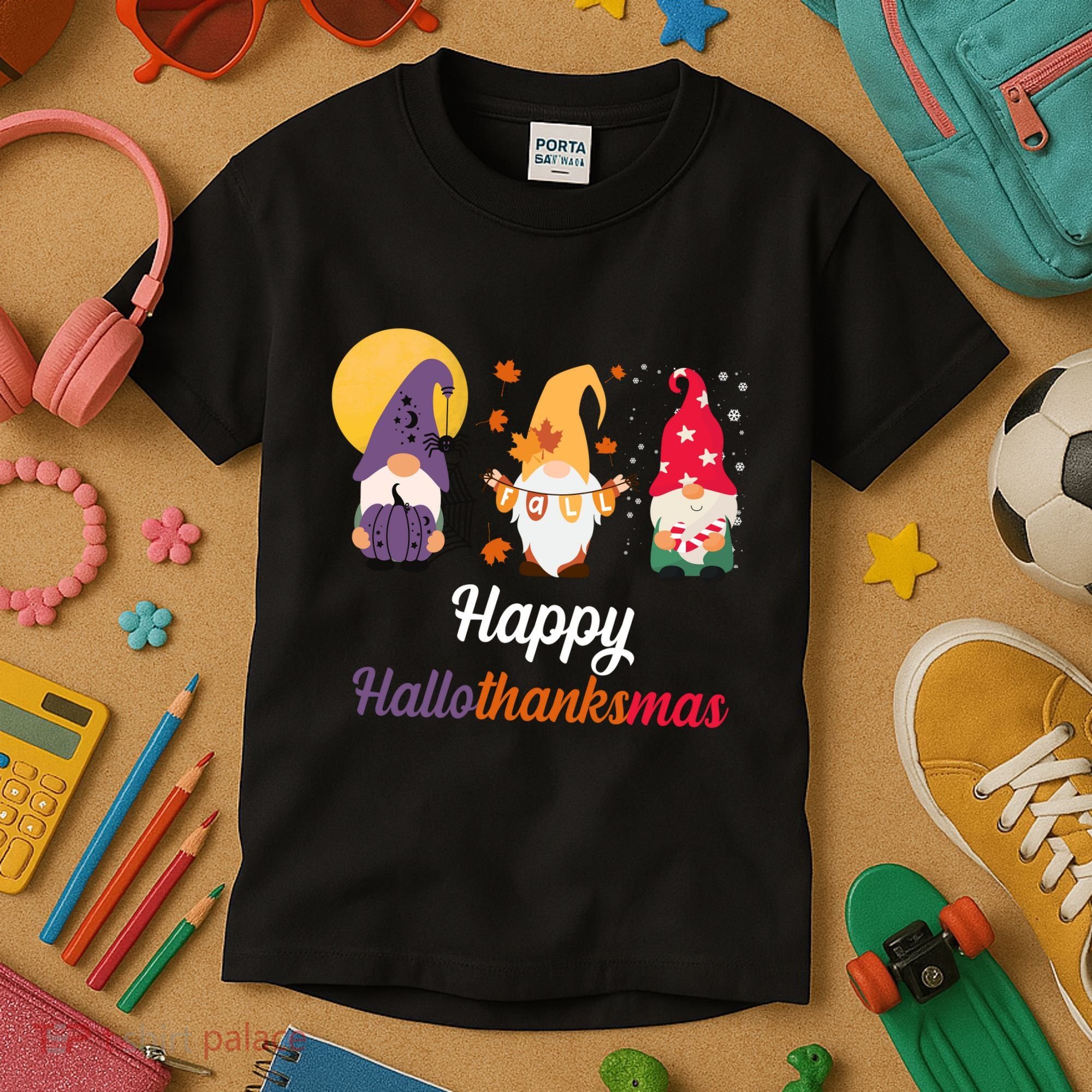 Halloween Thanksgiving Christmas Holiday Gnomes Kids T-Shirt