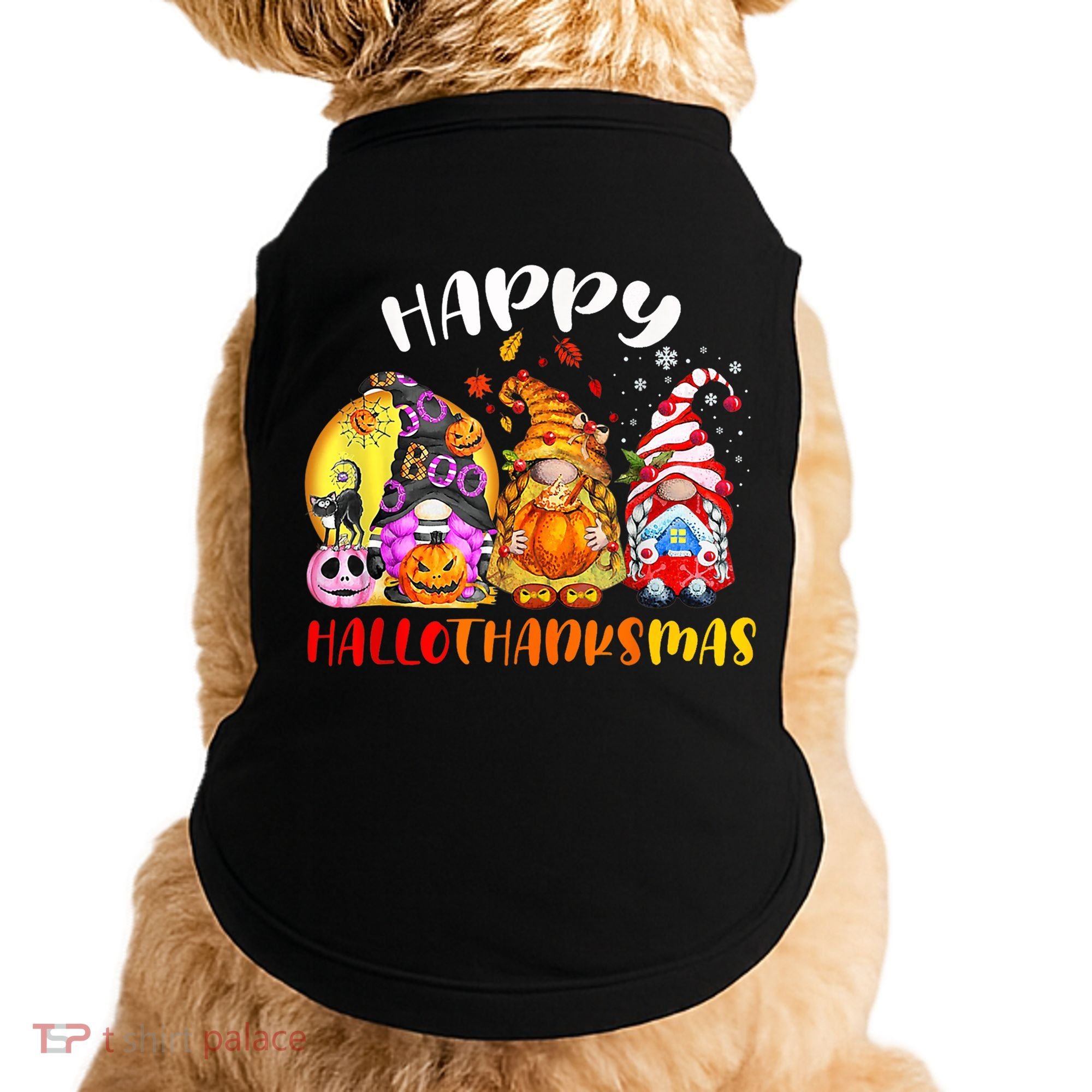 Halloween Thanksgiving Christmas Happy HalloThanksMas Gnomes Doggie Tank