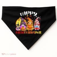 Halloween Thanksgiving Christmas Happy HalloThanksMas Gnomes USA-Made Doggie Bandana thumb 0