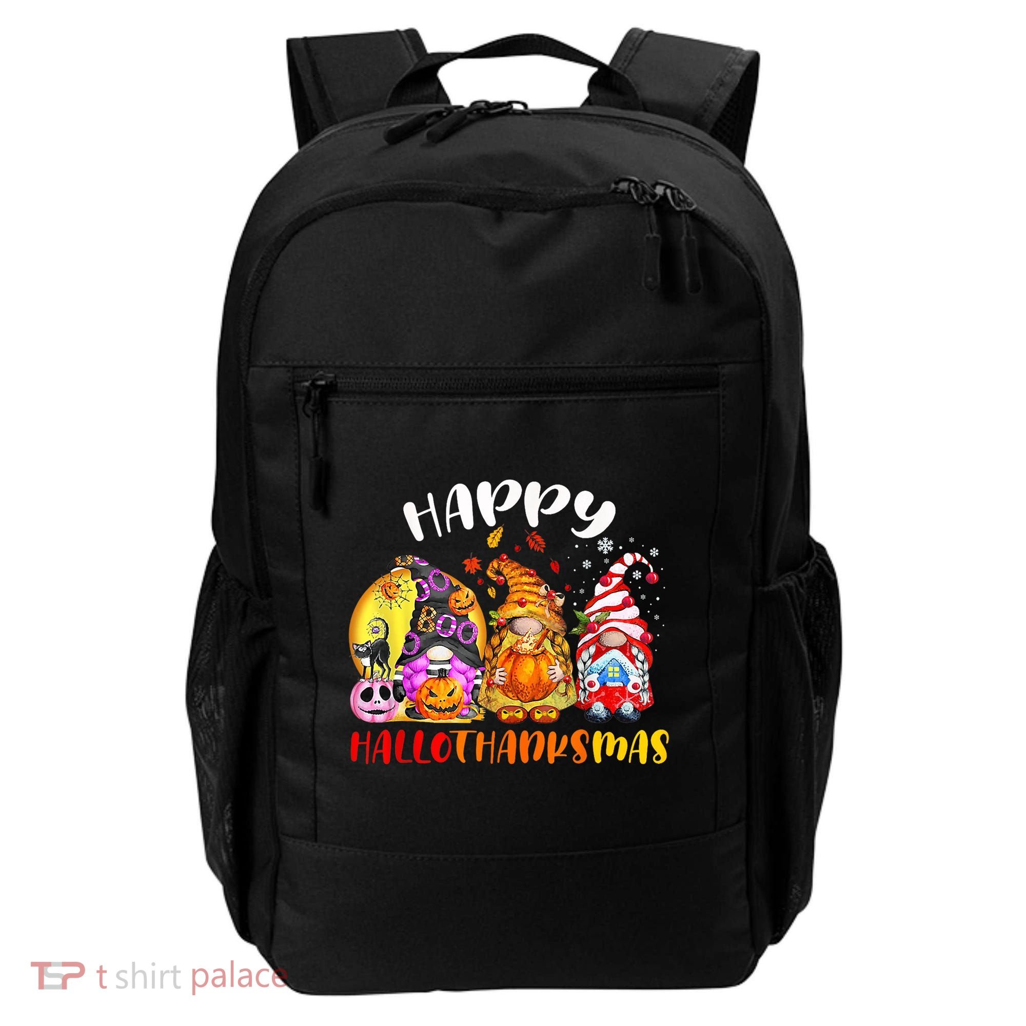 Halloween Thanksgiving Christmas Happy HalloThanksMas Gnomes Backpack