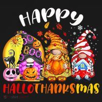 Halloween Thanksgiving Christmas Happy HalloThanksMas Gnomes Bucket Hat thumb 4