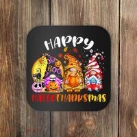 Halloween Thanksgiving Christmas Happy HalloThanksMas Gnomes Coaster thumb 0