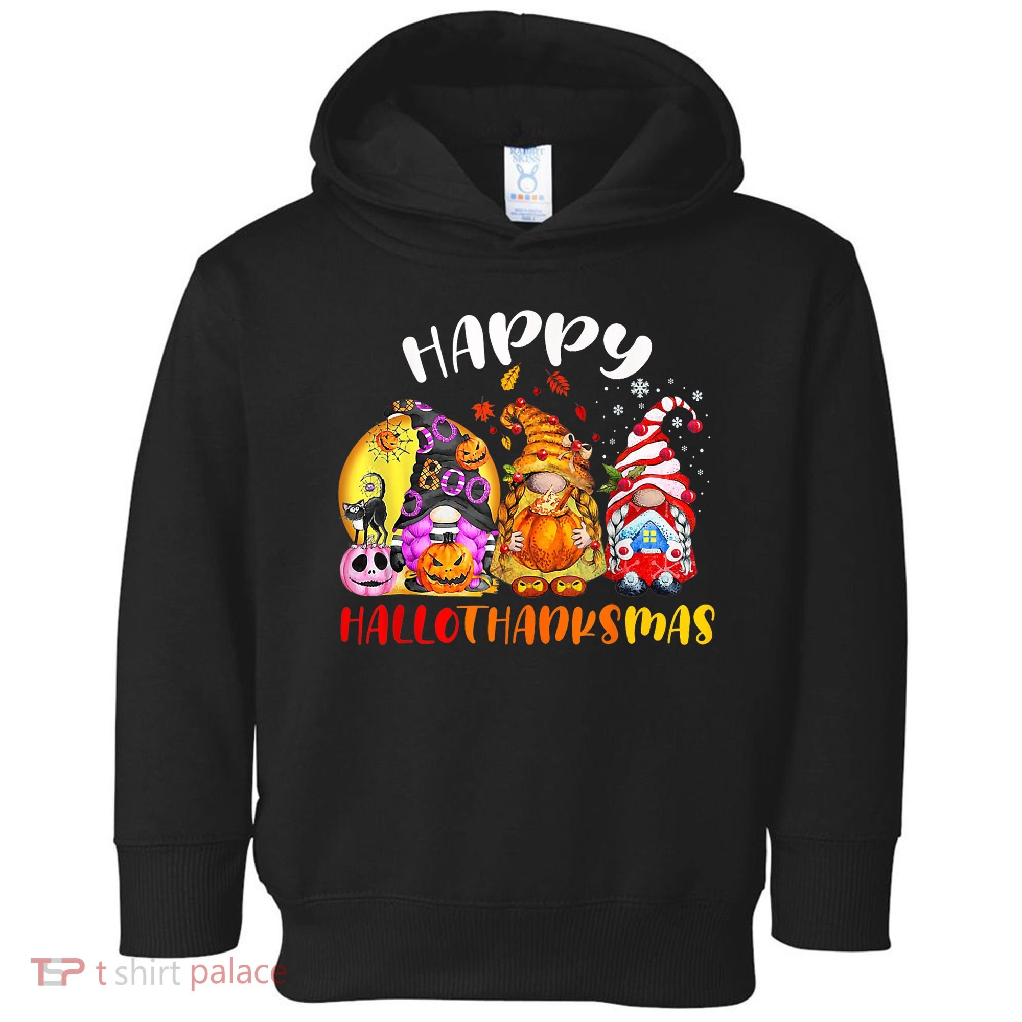 Halloween Thanksgiving Christmas Happy HalloThanksMas Gnomes Toddler Hoodie