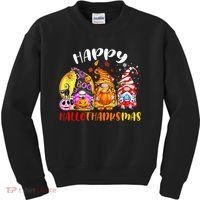 Halloween Thanksgiving Christmas Happy HalloThanksMas Gnomes Kids Sweatshirt thumb 0