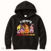 Halloween Thanksgiving Christmas Happy HalloThanksMas Gnomes Kids Hoodie thumb 0