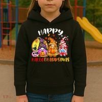 Halloween Thanksgiving Christmas Happy HalloThanksMas Gnomes Kids Hoodie thumb 3