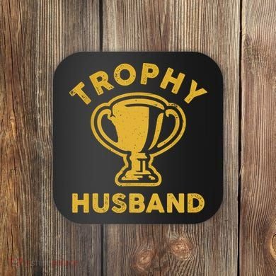 Husband Trophy Cup Vintage Retro Design Father's Day Gift Coaster