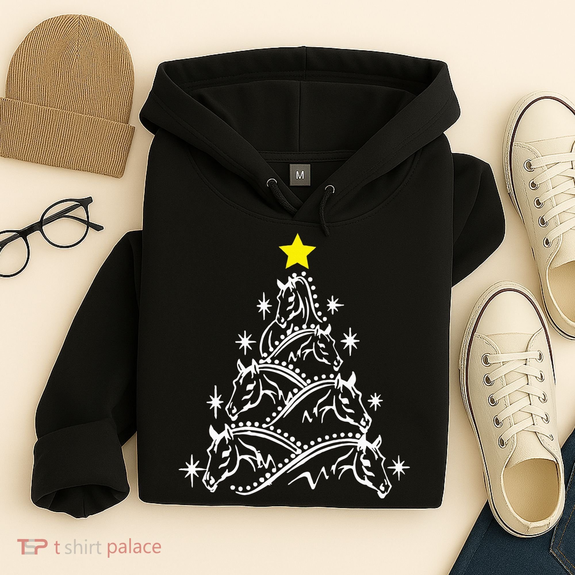 Horse Tree Christmas Horses Xmas Gifts Hoodie