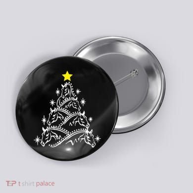 Horse Tree Christmas Horses Xmas Gifts Button
