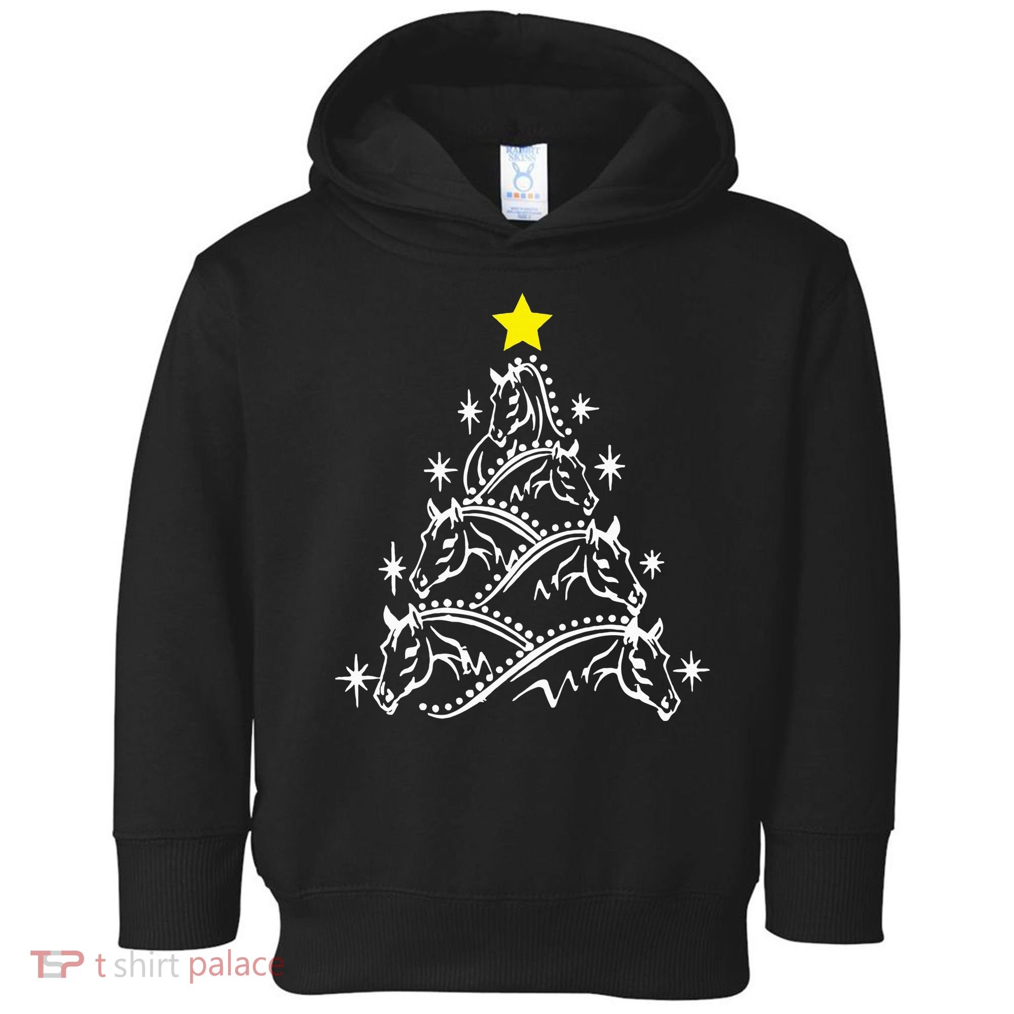 Horse Tree Christmas Horses Xmas Gifts Toddler Hoodie