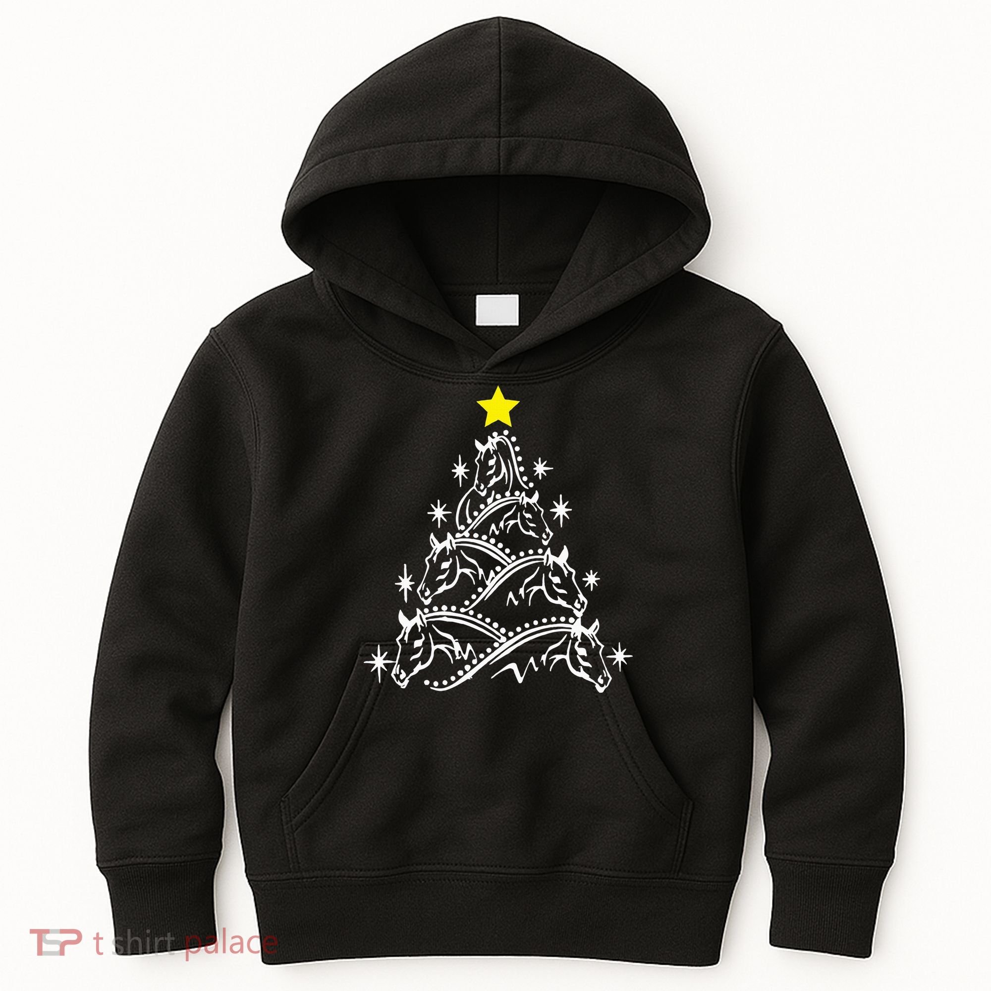 Horse Tree Christmas Horses Xmas Gifts Kids Hoodie