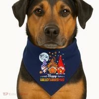 Halloween Thanksgiving Christmas Happy HalloThanksMas Gnomes USA-Made Doggie Bandana thumb 1