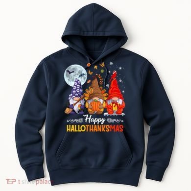 Halloween Thanksgiving Christmas Happy HalloThanksMas Gnomes Hoodie